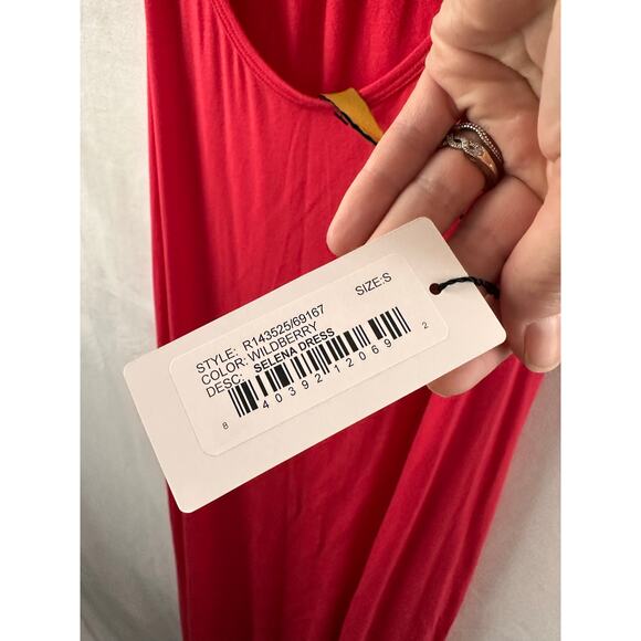 Rachel Pally Selena Maxi Dress Wildberry Coral Pink Stretchy Modal NEW Small - Picture 4 of 7